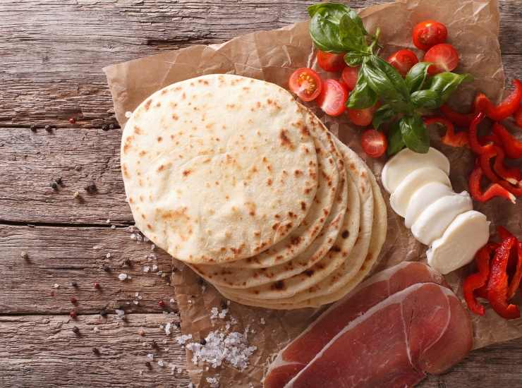 Piadine romagnole con affettati